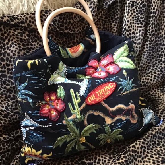 Retro Beaded Tourist Tote Bag by Die Trying - Picture 1 of 5